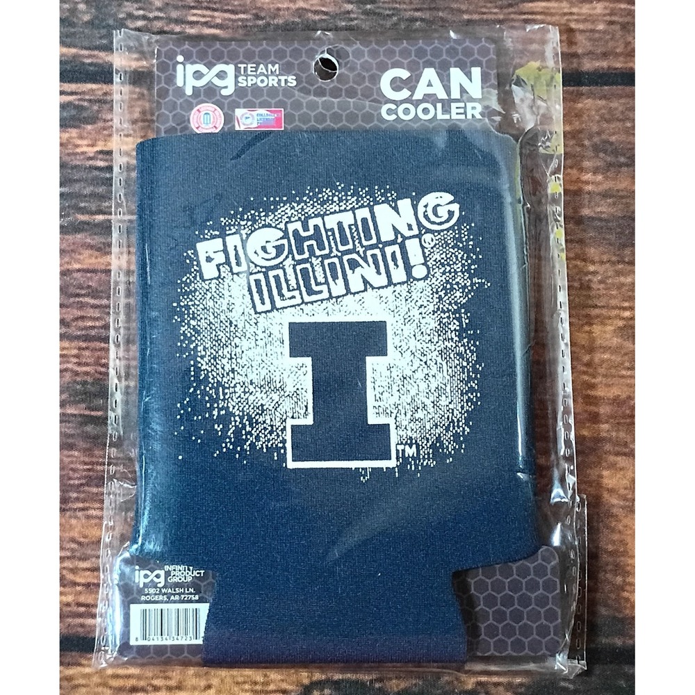 IPG Team Sports Illinois Fighting Illini Can Cooler Navy Blue Block I Koozie NEW